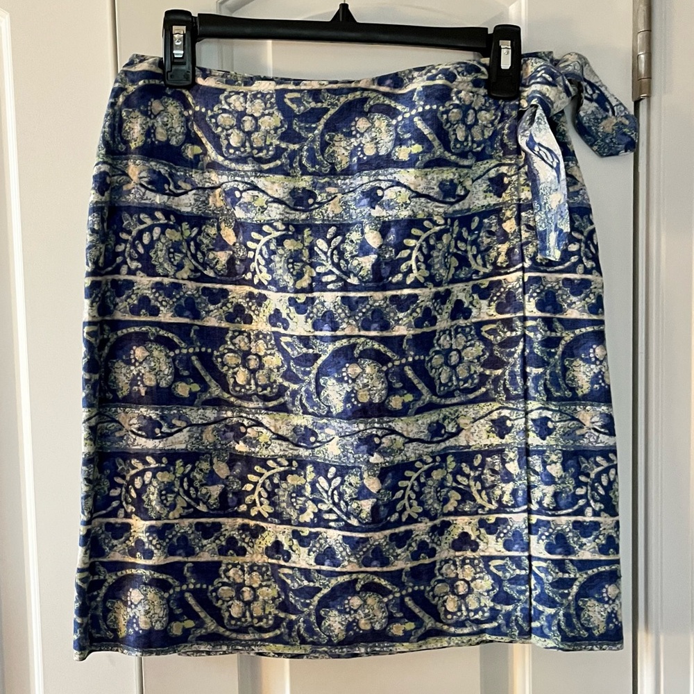 Bohemian Style Blue, White, Print Wrap Around Skirt